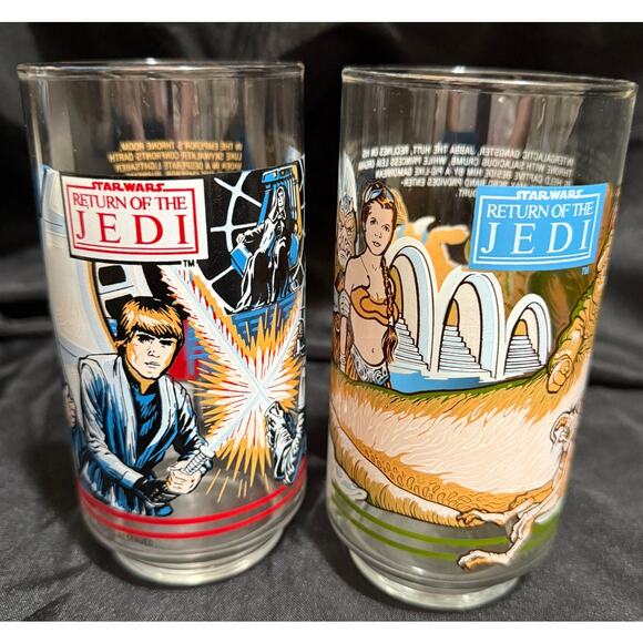 2 Vtg 1983 Star Wars Return Of The Jedi Limited Edition Burger King Glasses - Picture 1 of 9